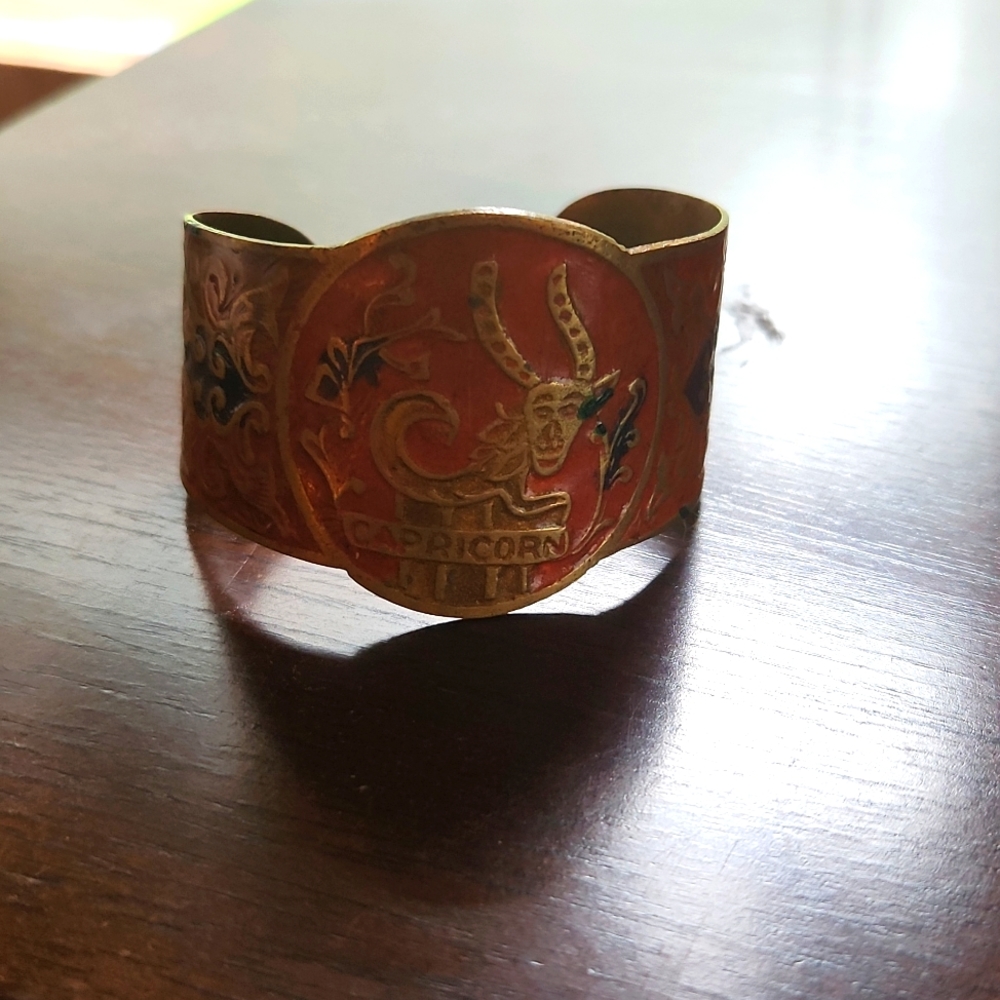 Vintage Capricorn Brass Cuff